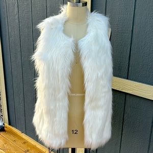 White fake fur with vest size m burning man